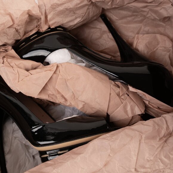 Miu Miu Black Patent Peep-Toe Platform Pumps – Size 37 - Picture 5 of 9